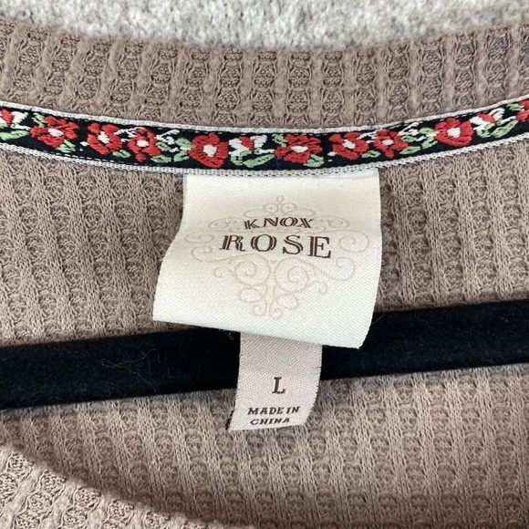 Knox Rose mixed print long sleeve tee L cowgirl thermal lace boho leopard y2k - Picture 2 of 10